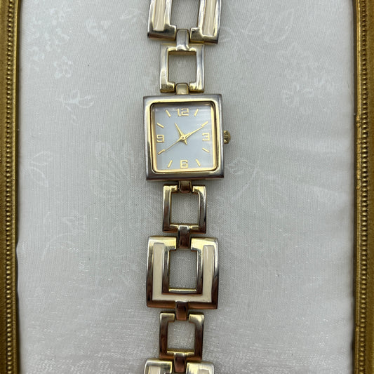Cream Geometric Square Watch