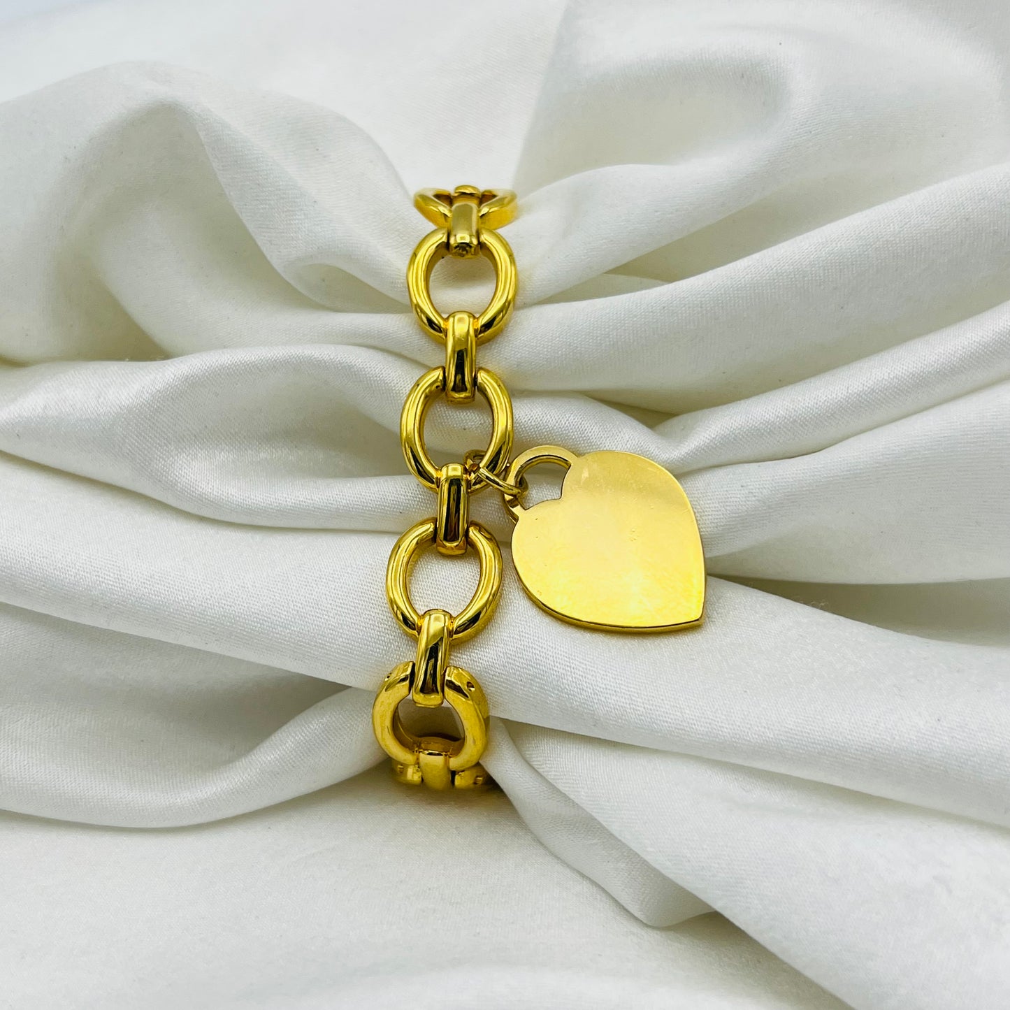Gold-Toned Watch with Heart Charm