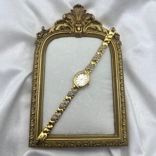 Gold Heart Strap Watch