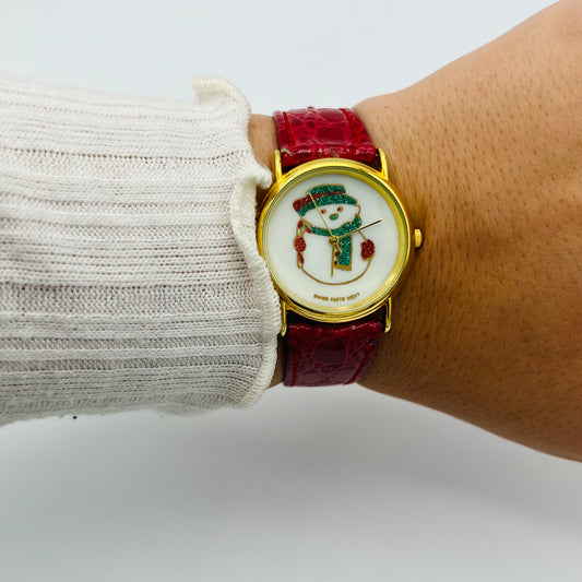 Gold-Toned Snowman Watch