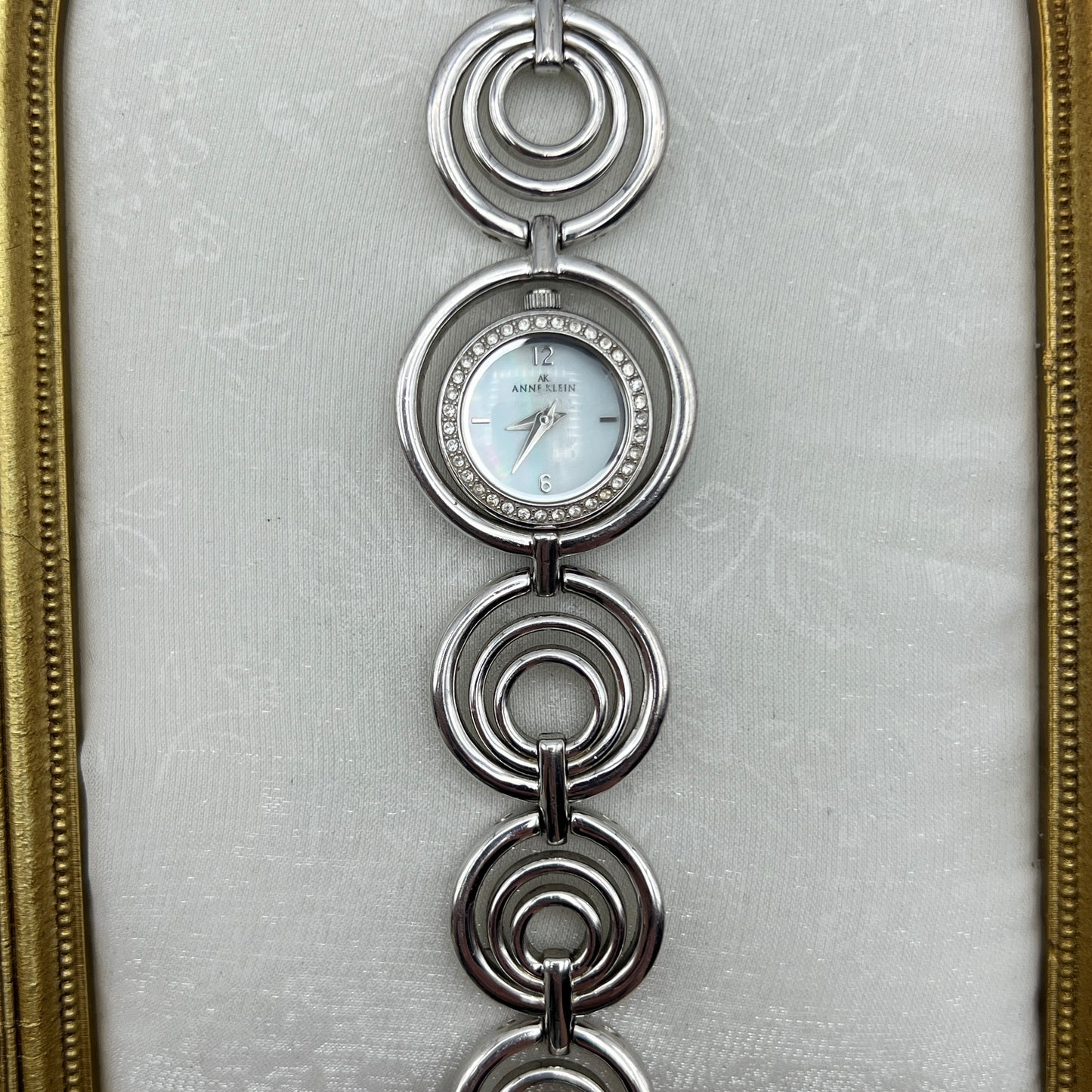 RARE Diamanté Accents Anne Klein Watch with Mother of Pearl Dial