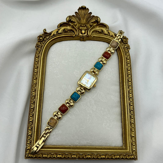 Multi-Stone Watch with Mother of Pearl Dial