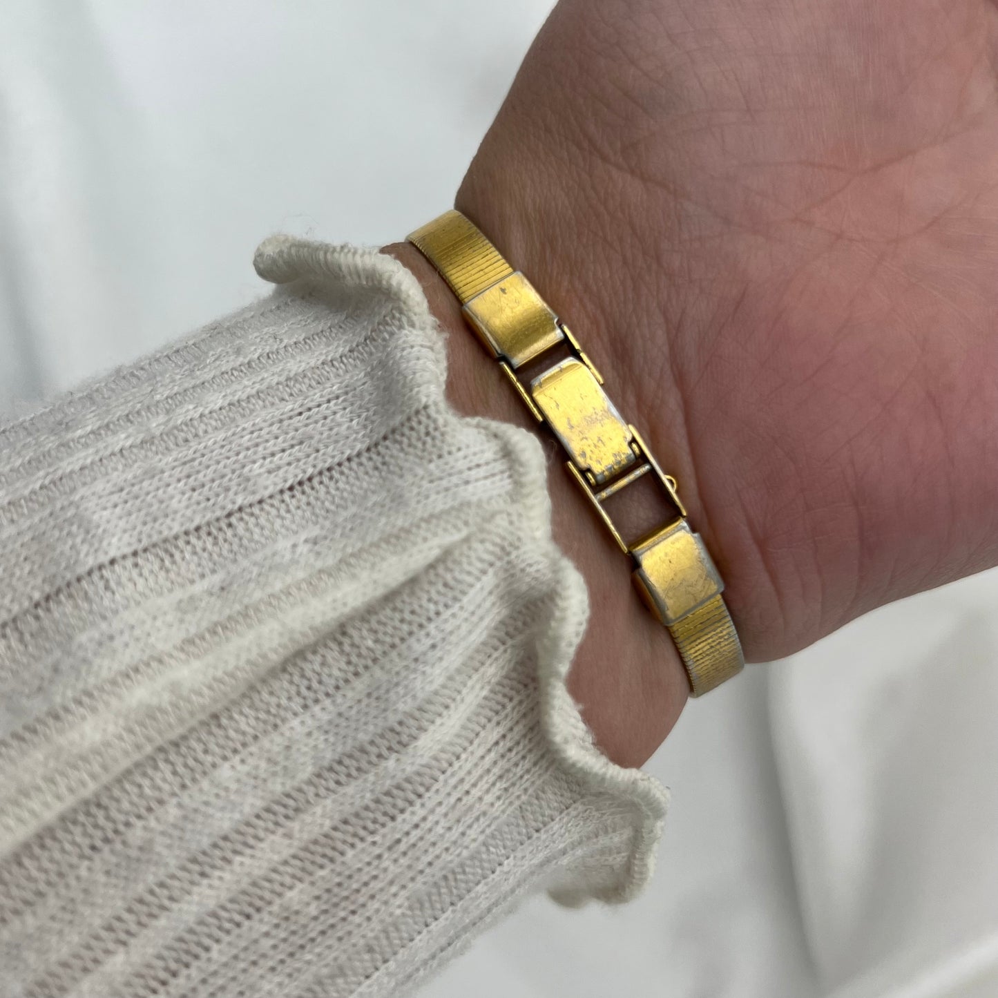 Gold-Toned Watch with Diamanté Dial