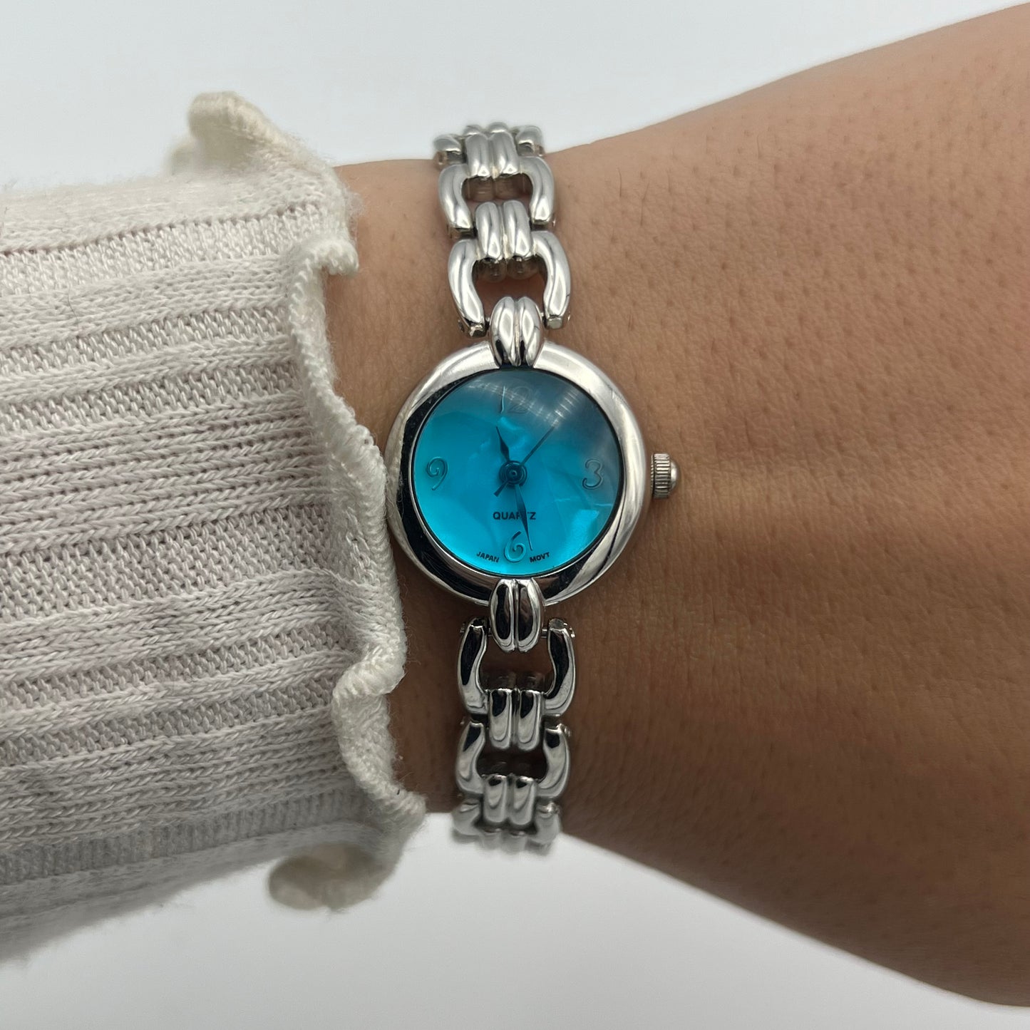 Silver-Toned Blue Dial Watch