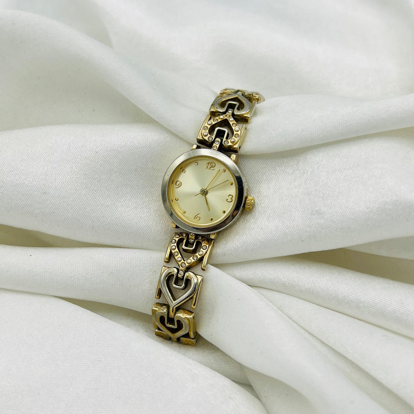 Gold-Toned Heart Strap Watch