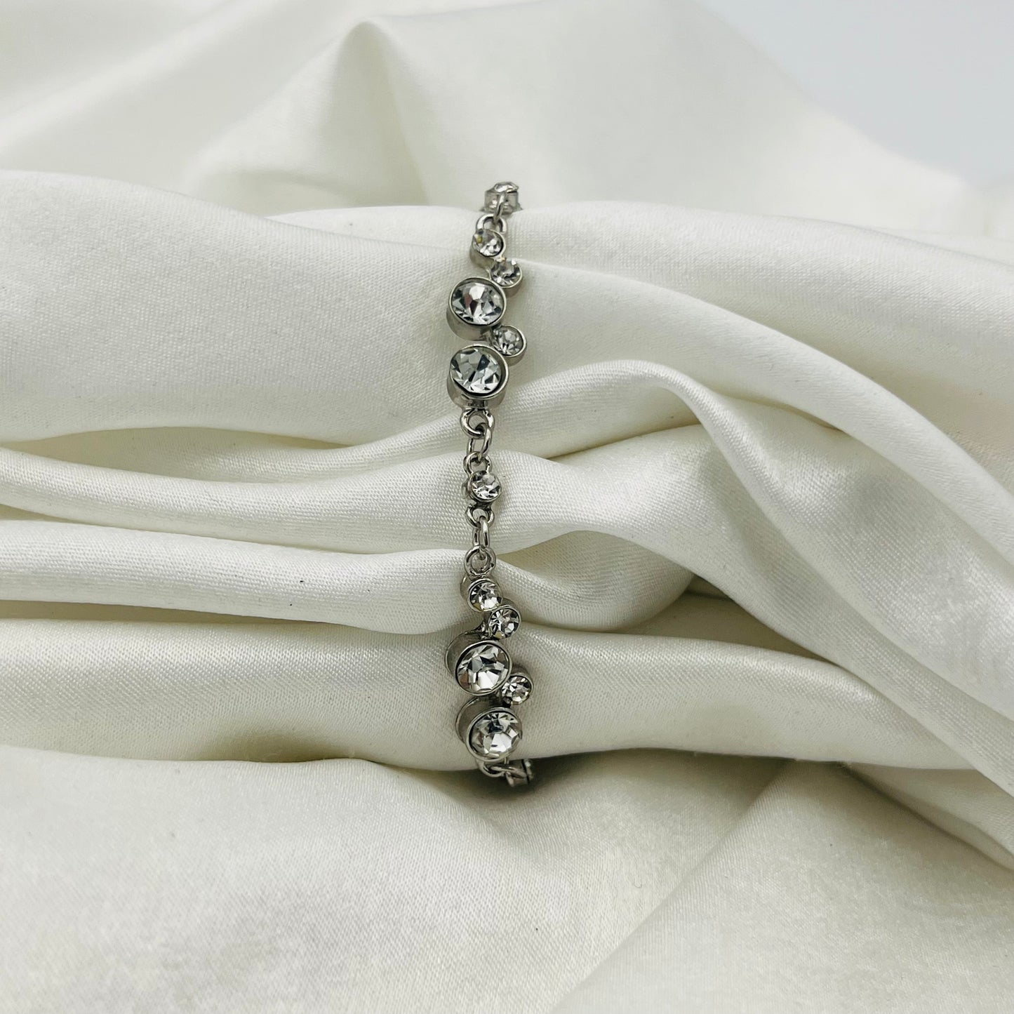 Diamanté Silver-Toned Bracelet