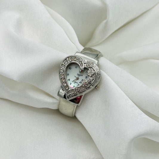 Diamanté Heart Dial Watch