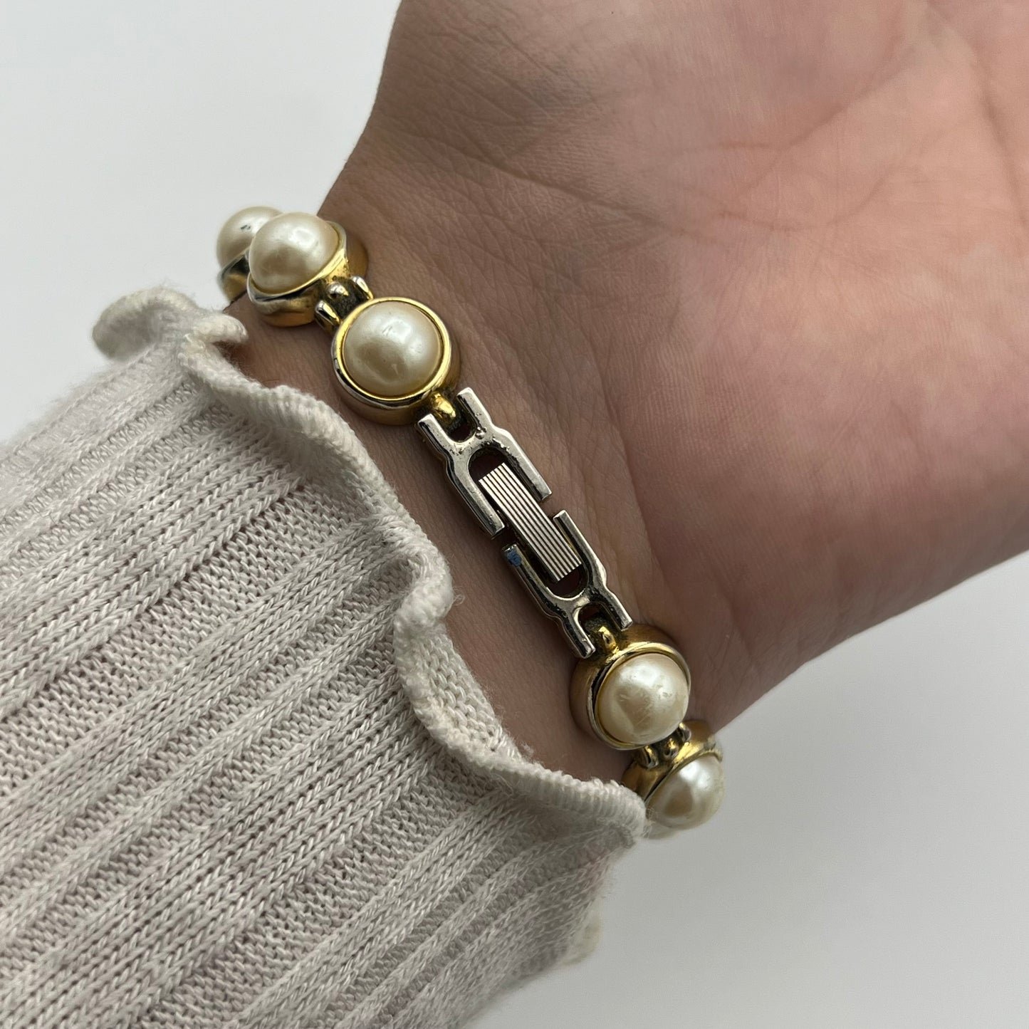 Gold-Toned Pearl Strap Watch