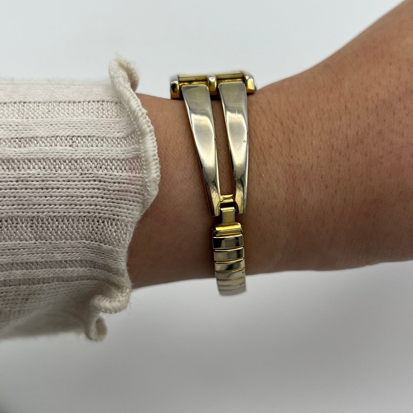 Gold-Toned Watch with Rectangle Dial
