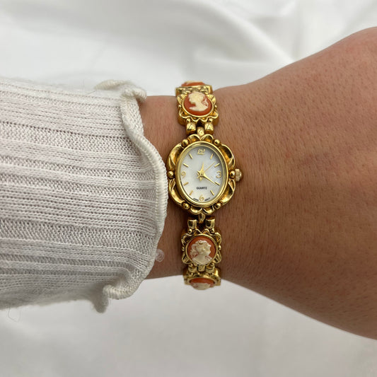 ✨ Gold-Toned Cameo Watch