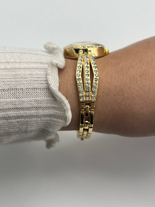 Gold-Toned Diamanté Strap Watch