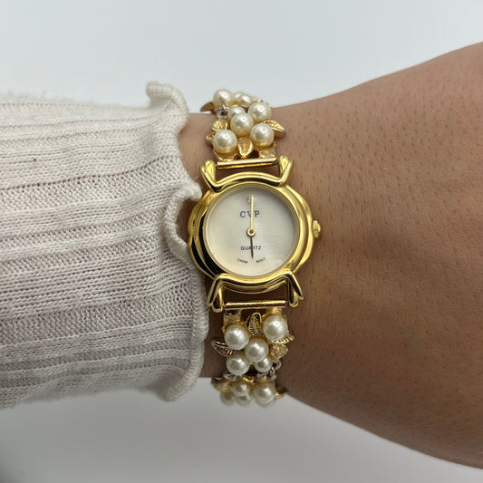 Pearl Flower Gold-Toned Watch