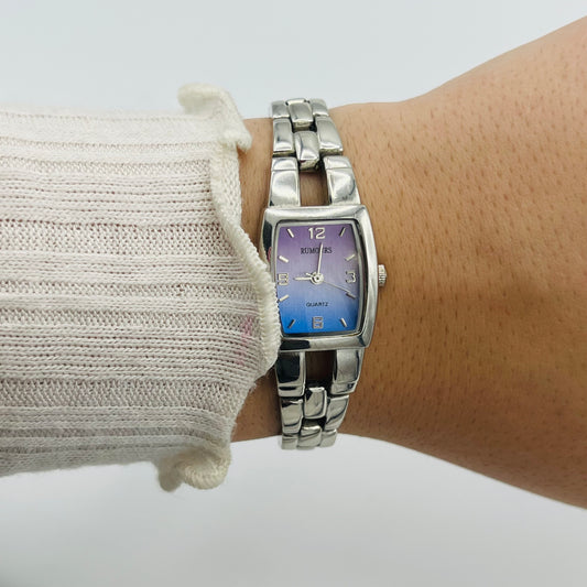 Silver-Toned Watch with Pastel Dial