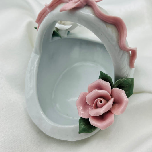 Vintage Coquette Porcelain Trinket Basket