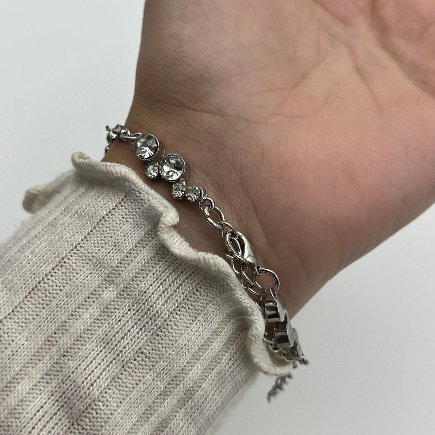Diamanté Silver-Toned Bracelet