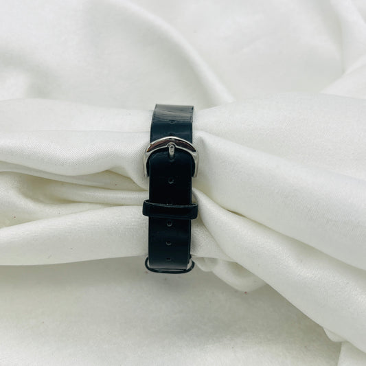 Snowman Black Leather Watch