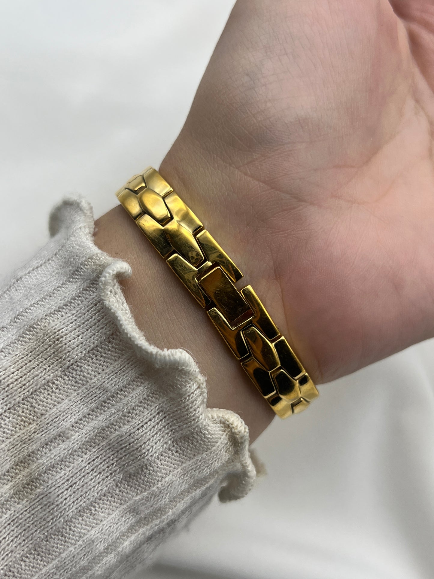 Diamanté Gold-Tone Watch with Mother of Pearl Dial