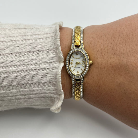 Elgin Gold Watch with Quilted Style