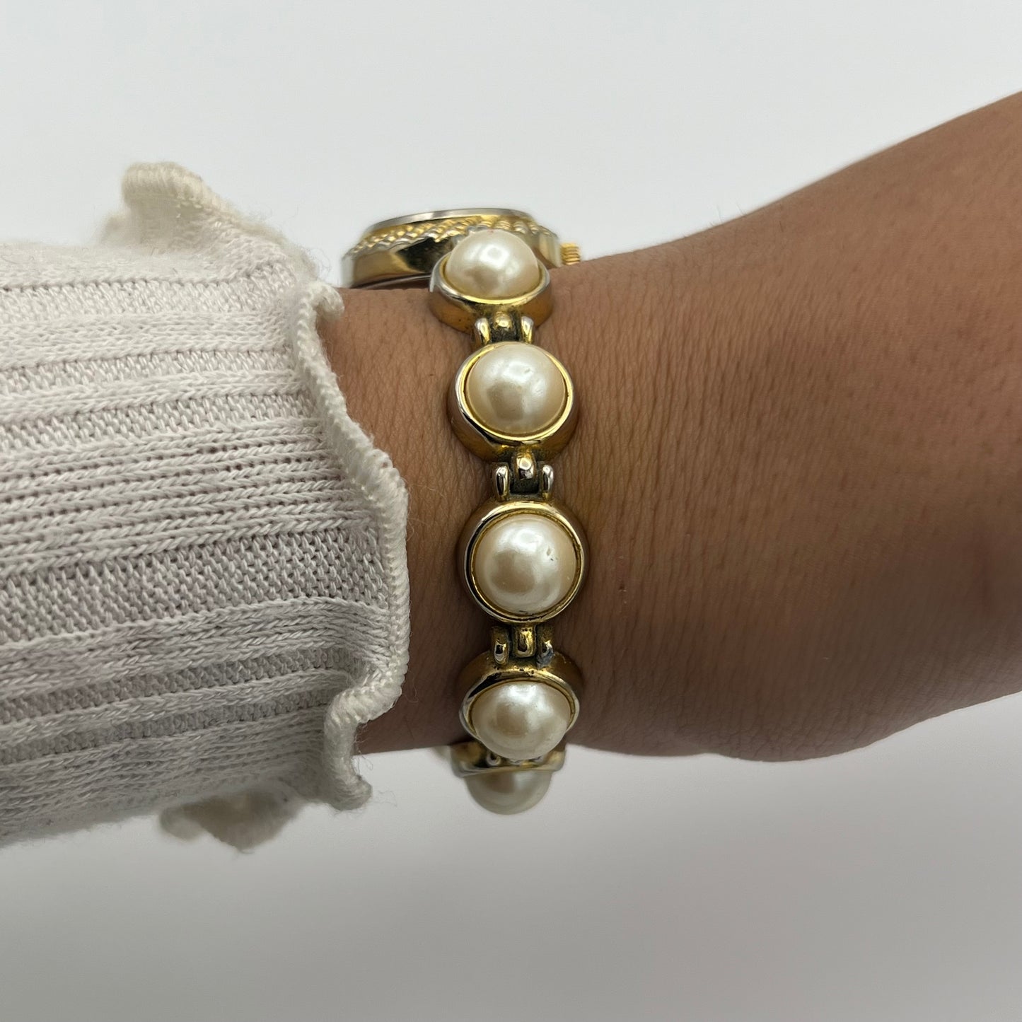Gold-Toned Pearl Strap Watch