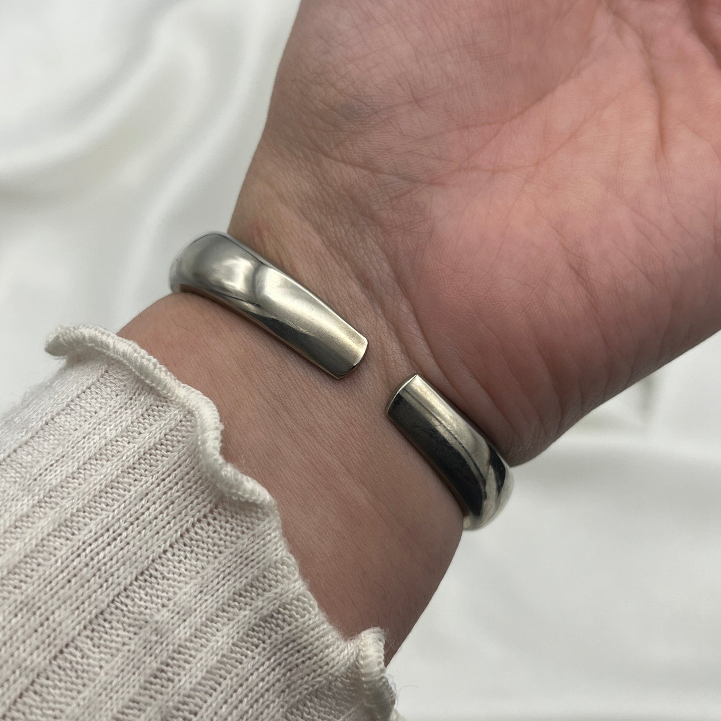 Futuristic Cuff Watch with Champagne Dial