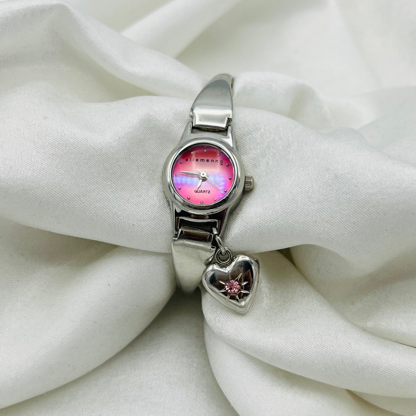 Pink Dial with Heart Charm Watch