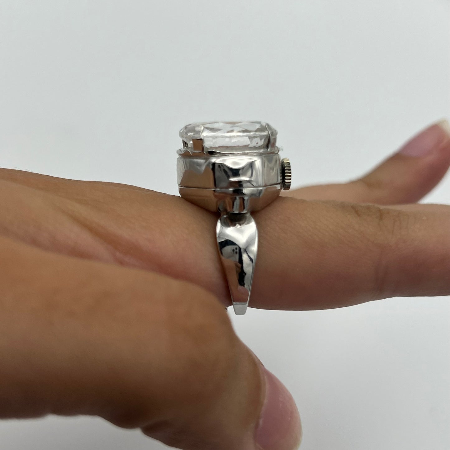 Raised Crystal Watch Ring