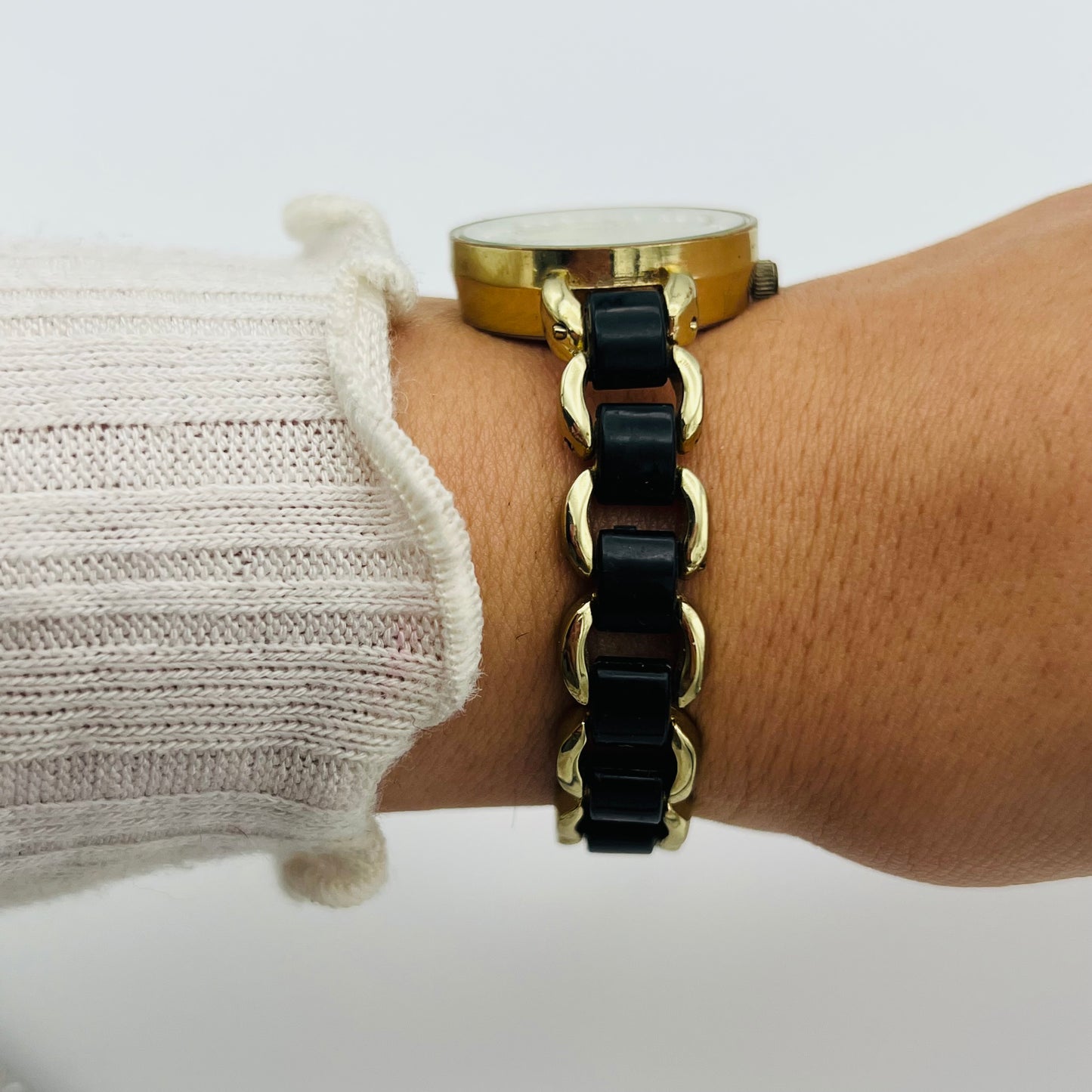 🖤 Gold-Toned Watch with Black Detailing