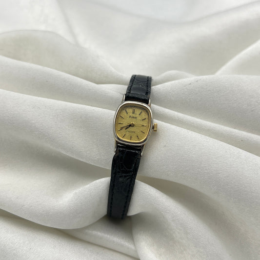 Petite Pulsar Black Leather Watch