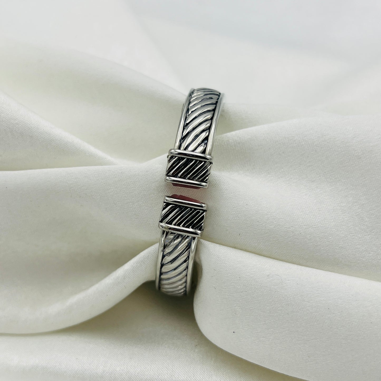 RARE Pink Gemstone Peek-a-Boo Cuff Watch