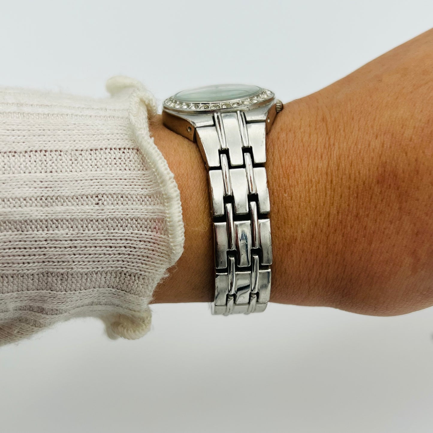 Diamanté Silver-Toned Watch