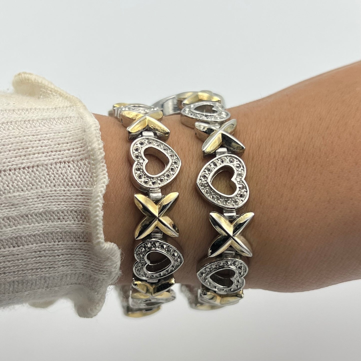 RARE Two-Toned Heart Watch & Bracelet Set