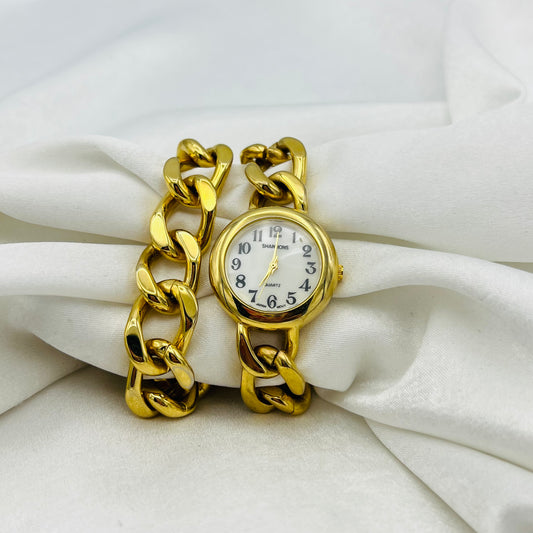 Gold-Toned Double Chain Watch