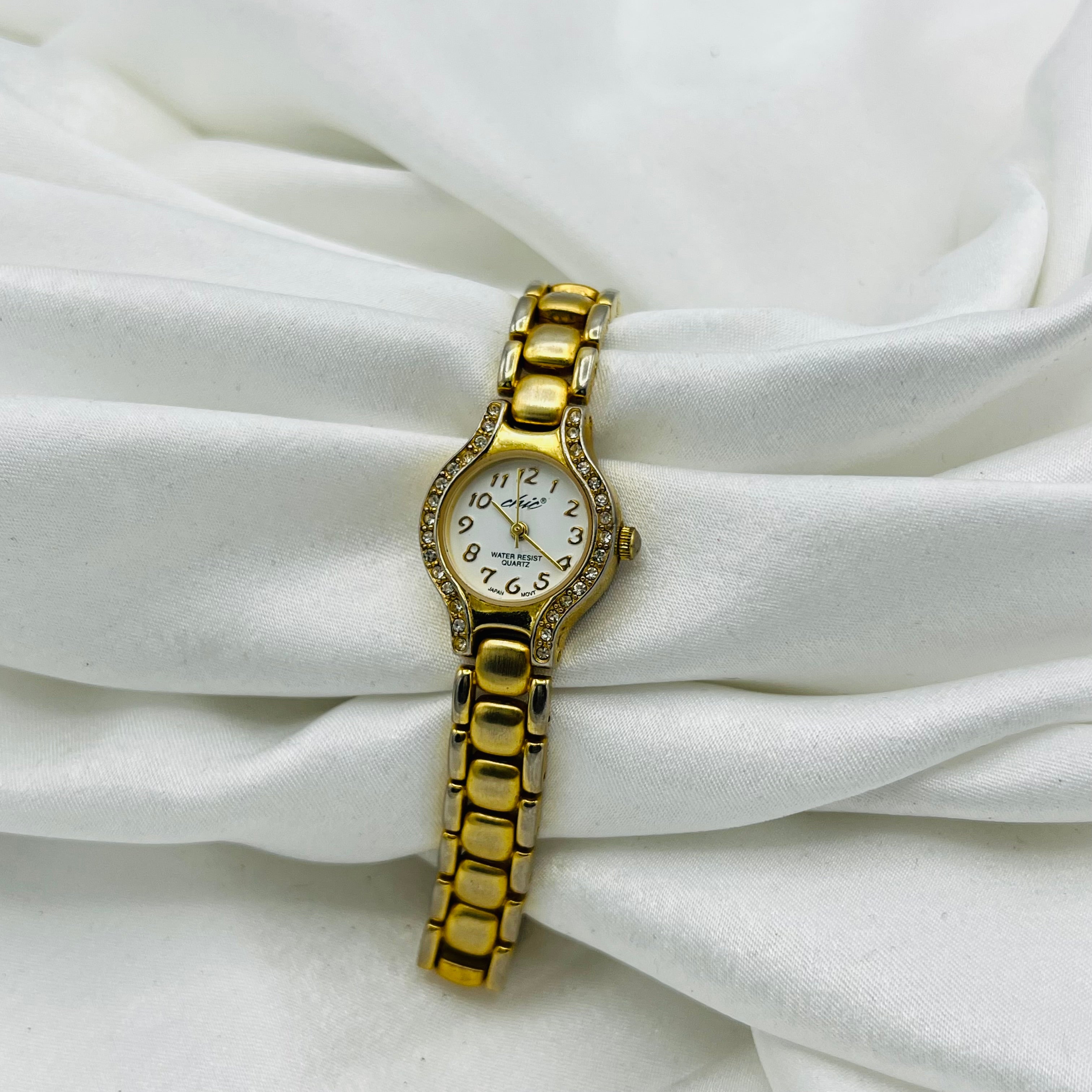 ✨ Dainty Diamanté Gold-Toned Watch