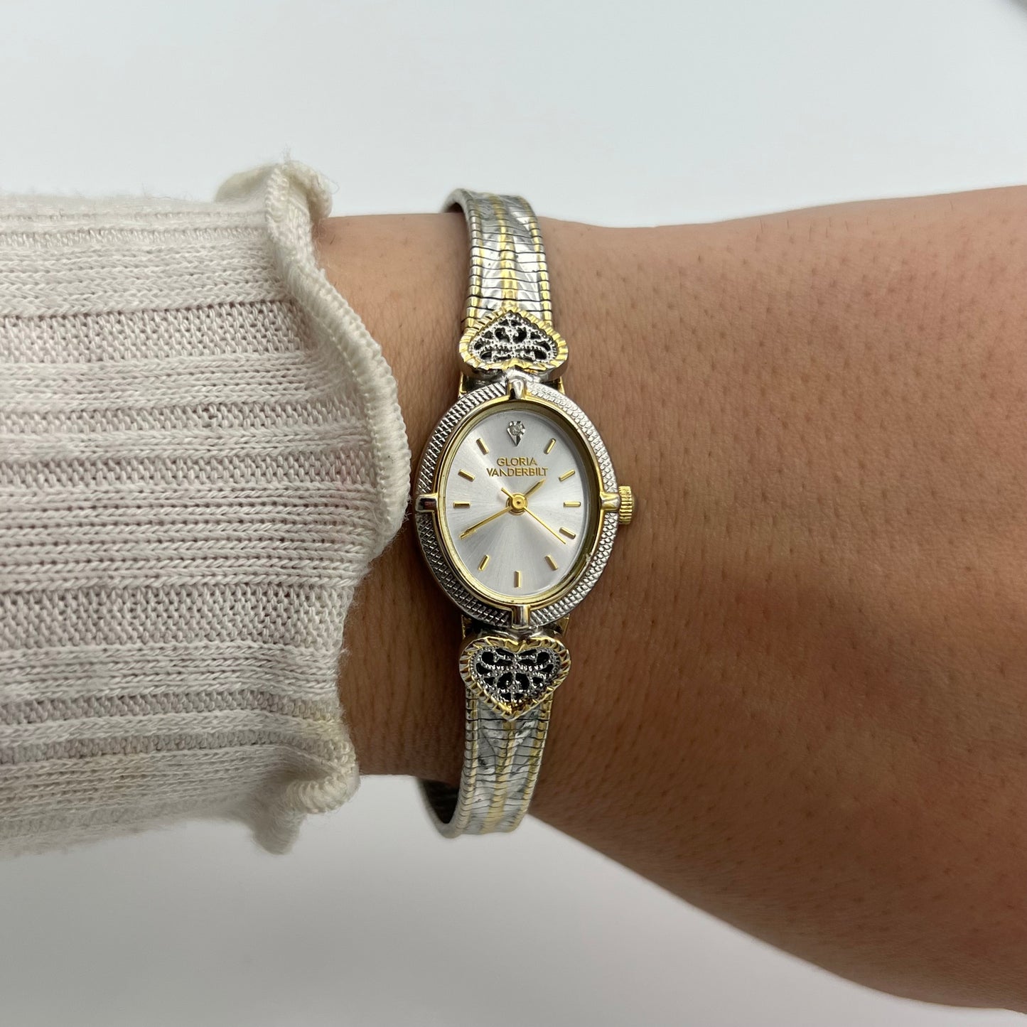 ✨🩶 Cute Two-Toned Heart Watch