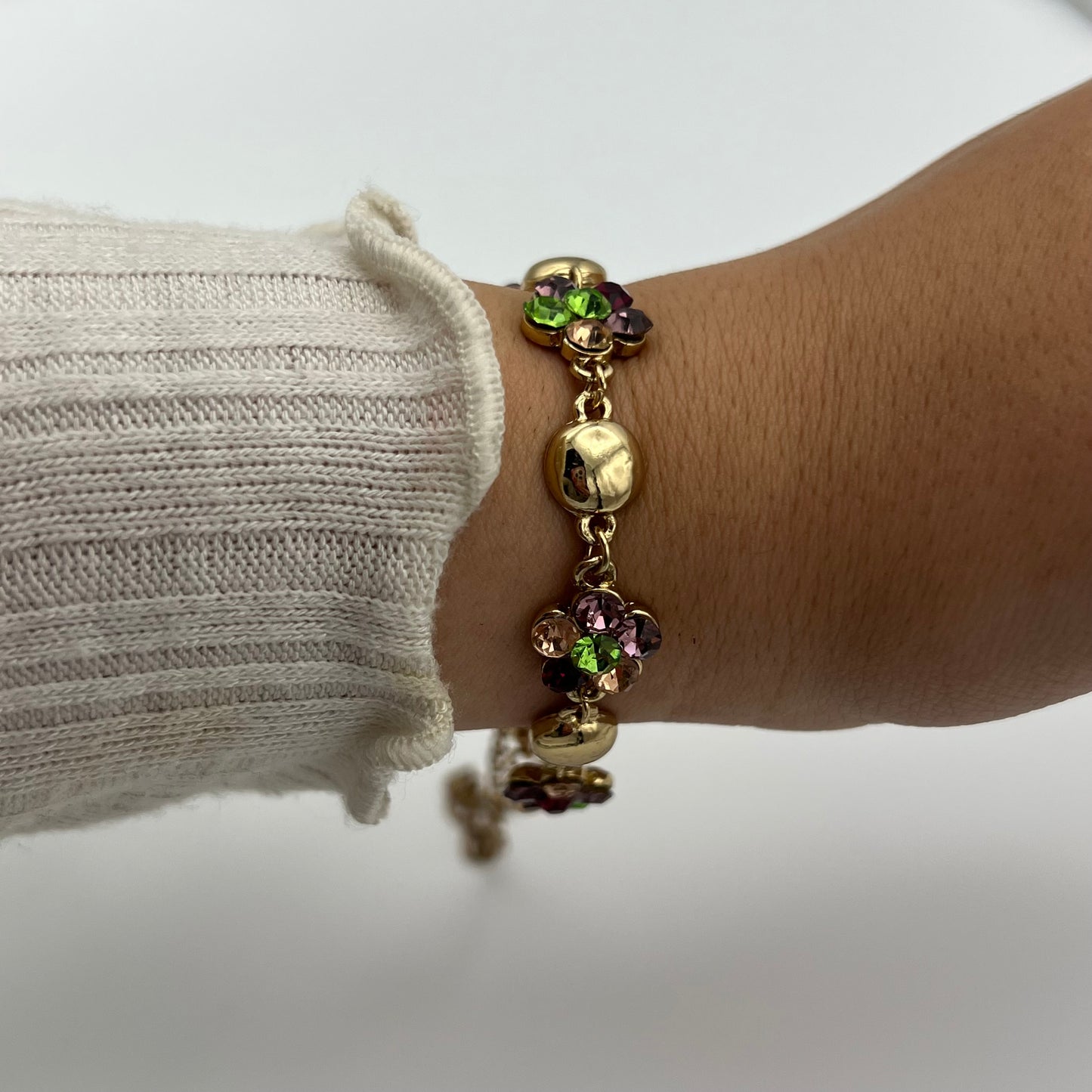 Colorful Gemstone Flower Bracelet