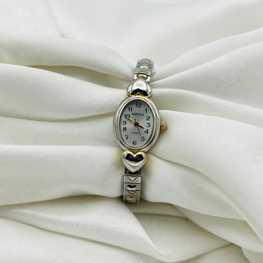 Dainty Heart Silver Tone Expansion Watch