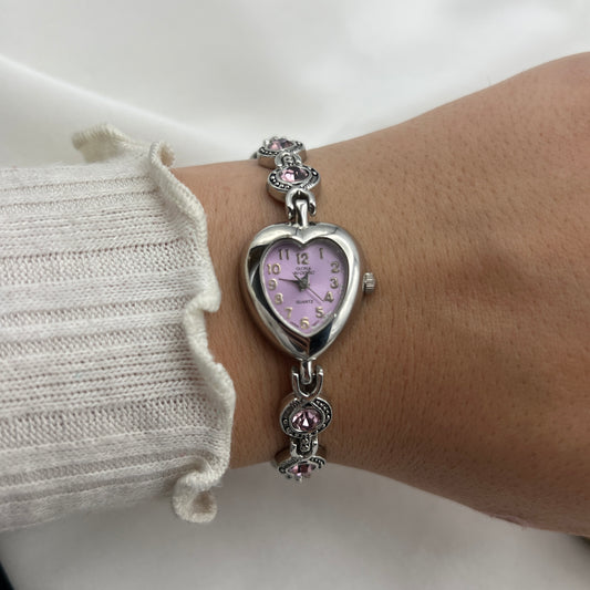 Purple Gemstone Heart Dial Watch