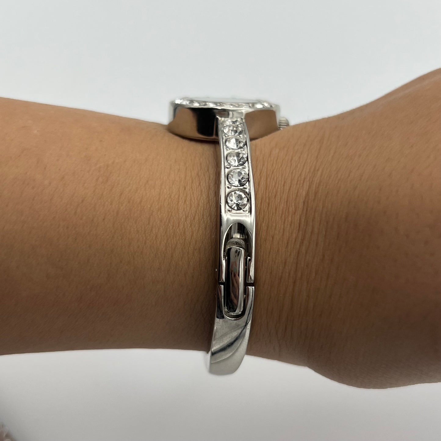 Diamanté Silver-Toned Watch