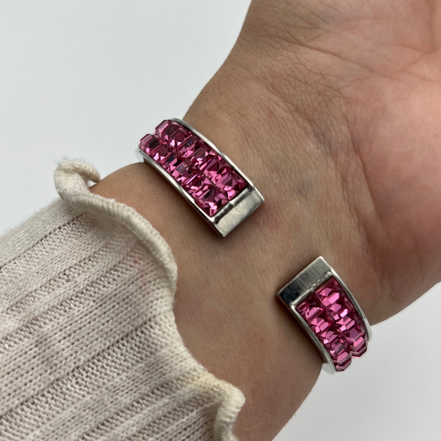 Cute Pink Gemstone Watch with Mother of Pearl Dial