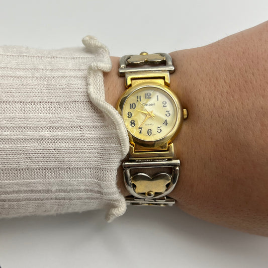 Gold-Toned Watch with Butterfly Strap