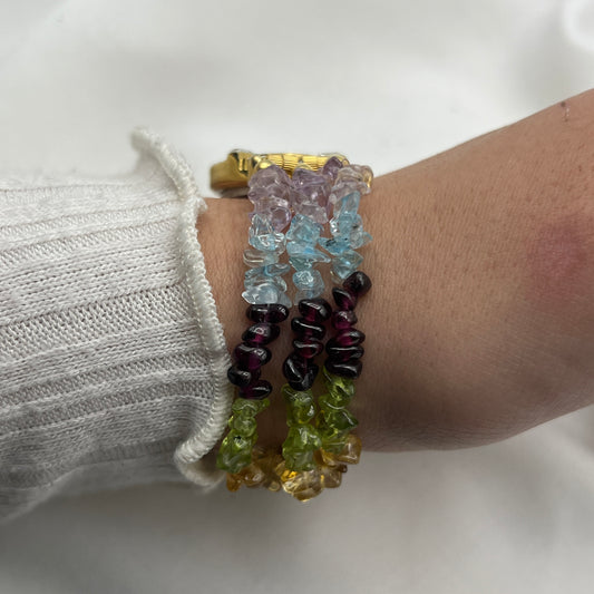 Stunning Lucoral Multi-Strand Gemstone Watch with Mother of Pearl Dial