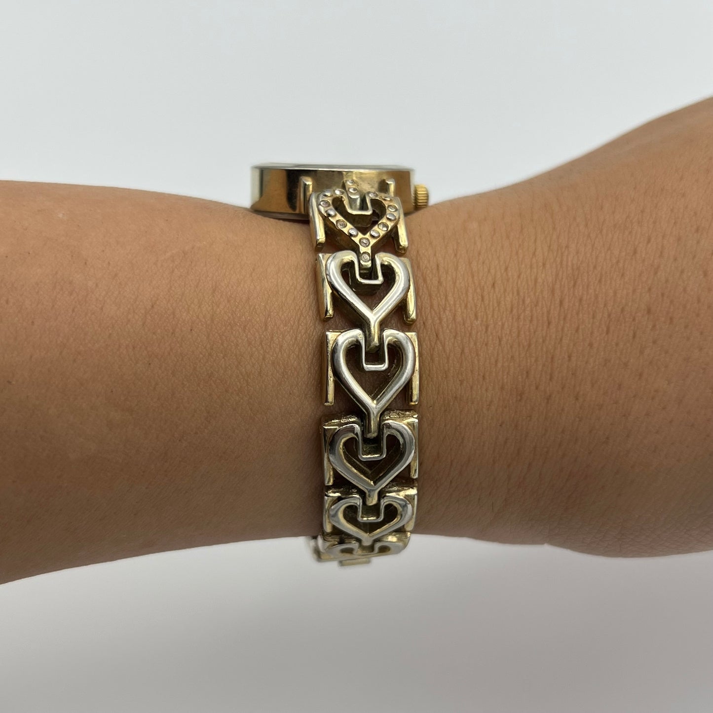 Gold-Toned Heart Strap Watch