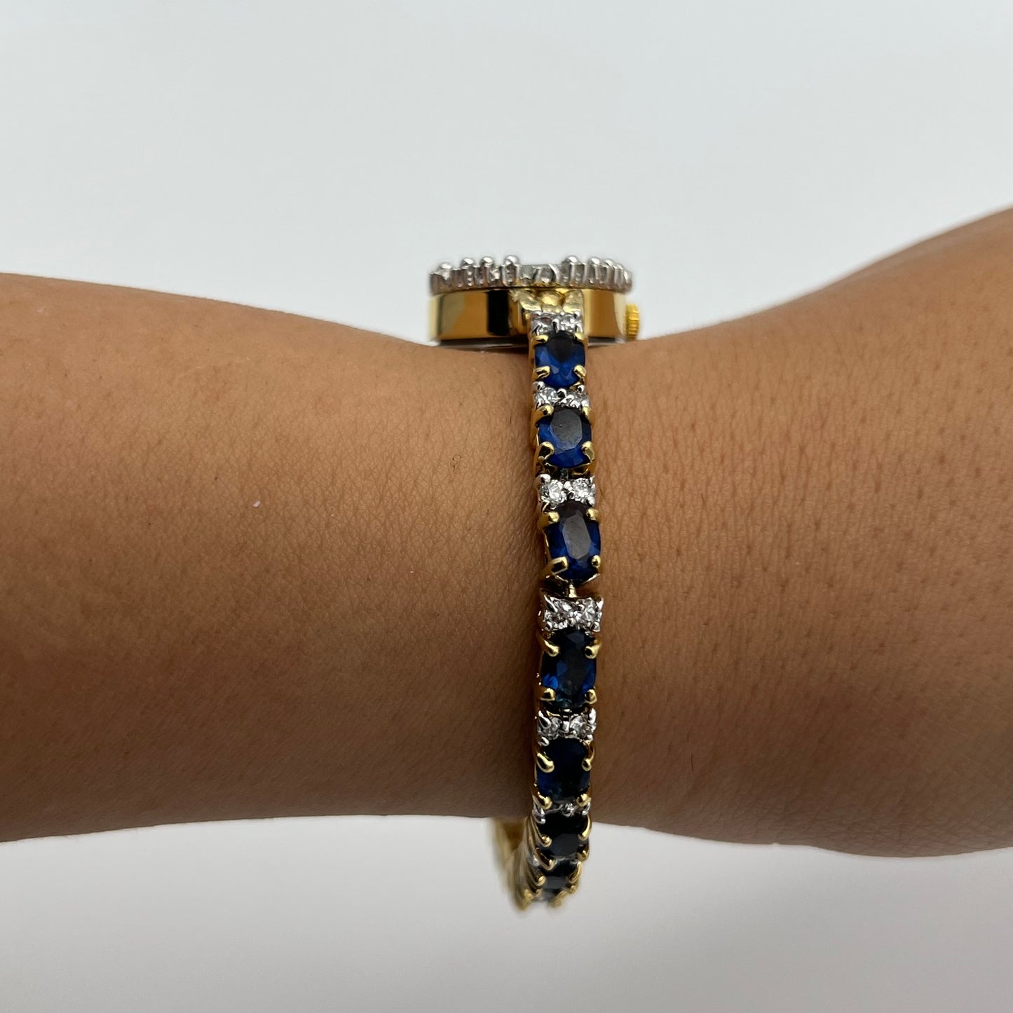 Sapphire-Toned Tennis Bracelet Watch