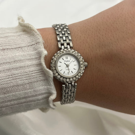 Diamanté Silver-Toned Watch