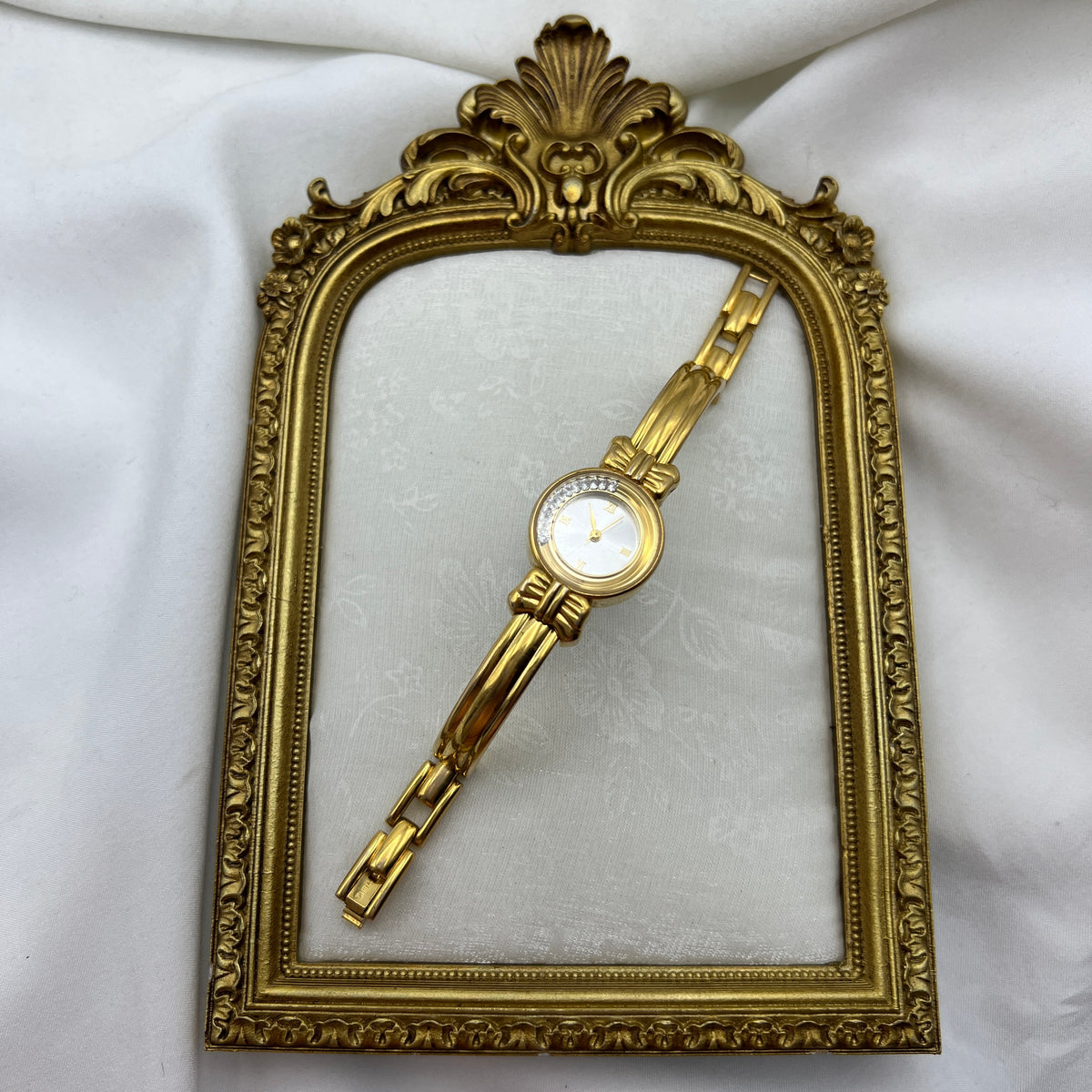Rhinestone Bow Gold-Tone Watch