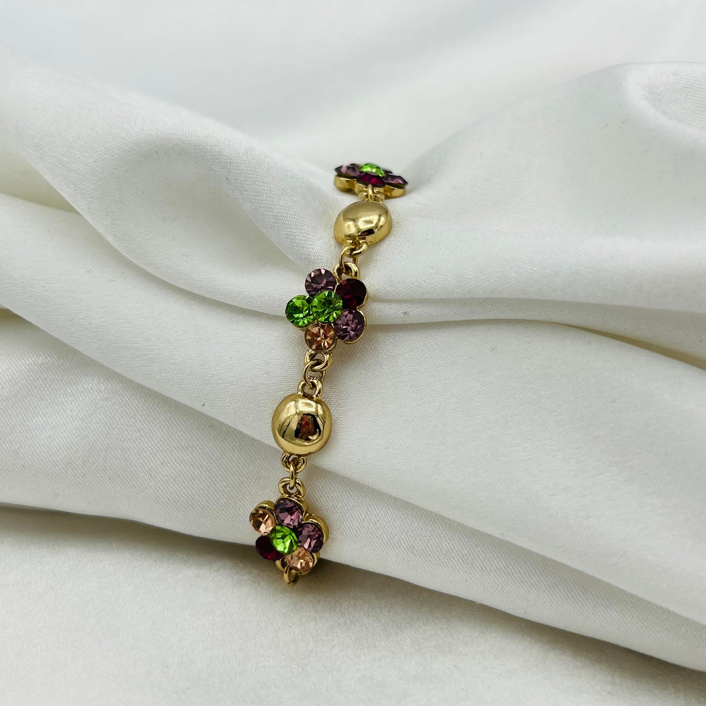 Colorful Gemstone Flower Bracelet