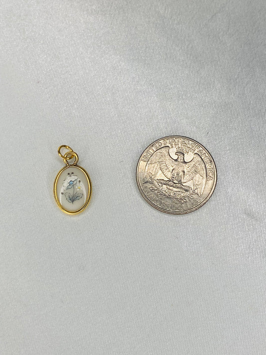 14k Gold Filled Petite Porcelain Flower Pendant