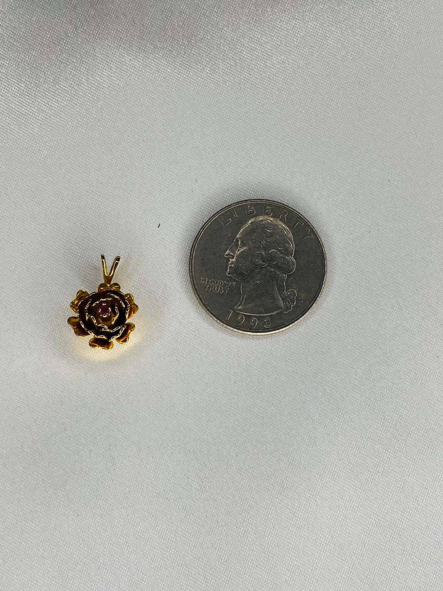 Rose with Tiny Pink Stone Pendant