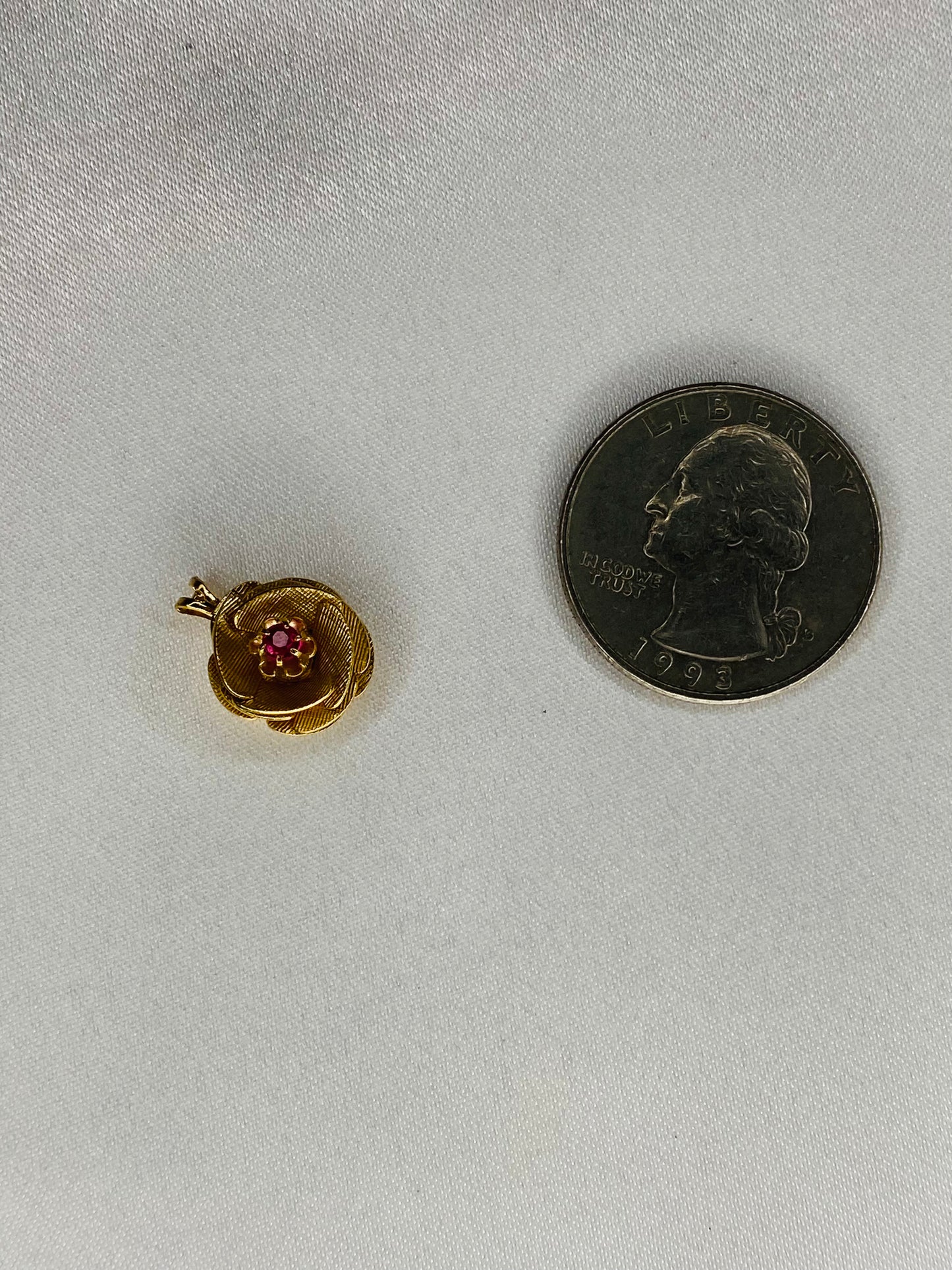 14K Gold Filled Flower with Pink Stone Pendant