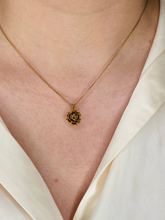 Rose with Tiny Pink Stone Pendant
